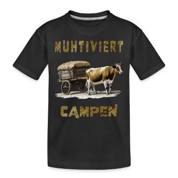KUH WAGEN MUHTIVIERT CAMPEN - Kinder Premium Bio T-Shirt - Schwarz - Vorne