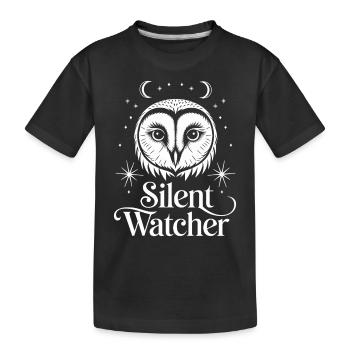 Cottagecore Silent Observer Owl Design - Kids' Premium Organic T-Shirt - black - Front