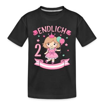 Chemise d’anniversaire princesse enfin 2 ans fille - T-shirt bio Premium Enfant - noir - Devant