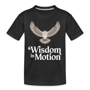 Weisheit In Bewegung Eule Motiv - Kinder Premium Bio T-Shirt - Schwarz - Vorne