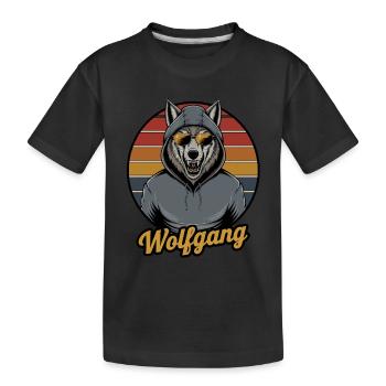 Wolfgang, le loup cool en sweat à capuche avec - T-shirt bio Premium Enfant - noir - Devant