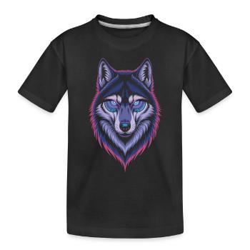 Techno Wolf Kunst - Kinder Premium Bio T-Shirt - Schwarz - Vorne