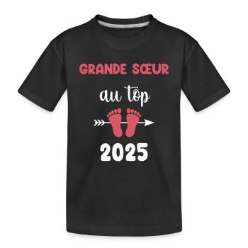 Oben Big Sister 2025 Schwangerschaftsankündigung - Kinder Premium Bio T-Shirt - Schwarz - Vorne