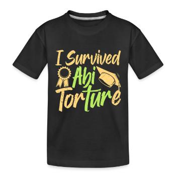 Abitur I SURVIVED ABI TORTURE Lustiges Abi - Kinder Premium Bio T-Shirt - Schwarz - Vorne