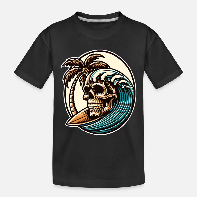Crâne de surfeur de surf - T-shirt bio Premium Enfant - noir