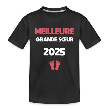 Big Sister Best 2025 Schwangerschaftsankündigung - Kinder Premium Bio T-Shirt - Schwarz - Vorne