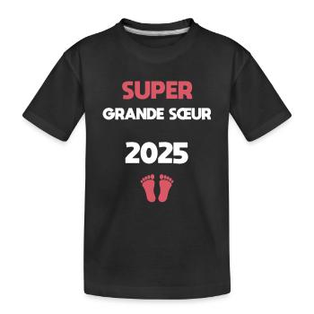 big sister super 2025 pregnancy announcement - Kids' Premium Organic T-Shirt - black - Front