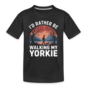 Ich Gehe Lieber Mit Meinem Yorkie Spazieren - Kinder Premium Bio T-Shirt - Schwarz - Vorne