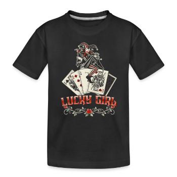 Lucky Girl Jeu de Cartes Joker Tattoo Style Poker - T-shirt bio Premium Enfant - noir - Devant