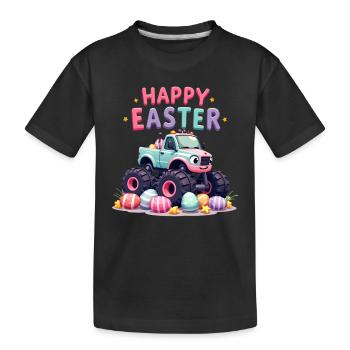 Boys Happy Easter Monster Truck Easter Eggs - Kids' Premium Organic T-Shirt - black - Front
