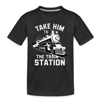 ZUG THE TRAIN STATION - Kinder Premium Bio T-Shirt - Schwarz - Vorne