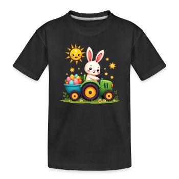 Ostern Design Osterhase mit Traktor Kinder - Kinder Premium Bio T-Shirt - Schwarz - Vorne