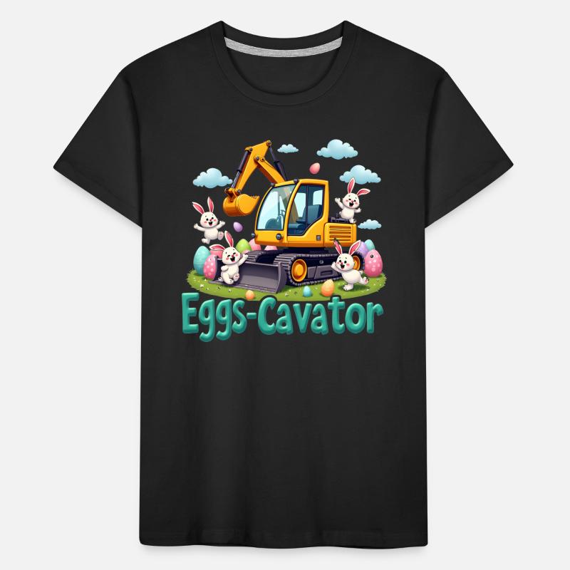 Eggs Cavator Easter Bunny Excavator Egg Circle Kids' Premium Organic T-Shirt