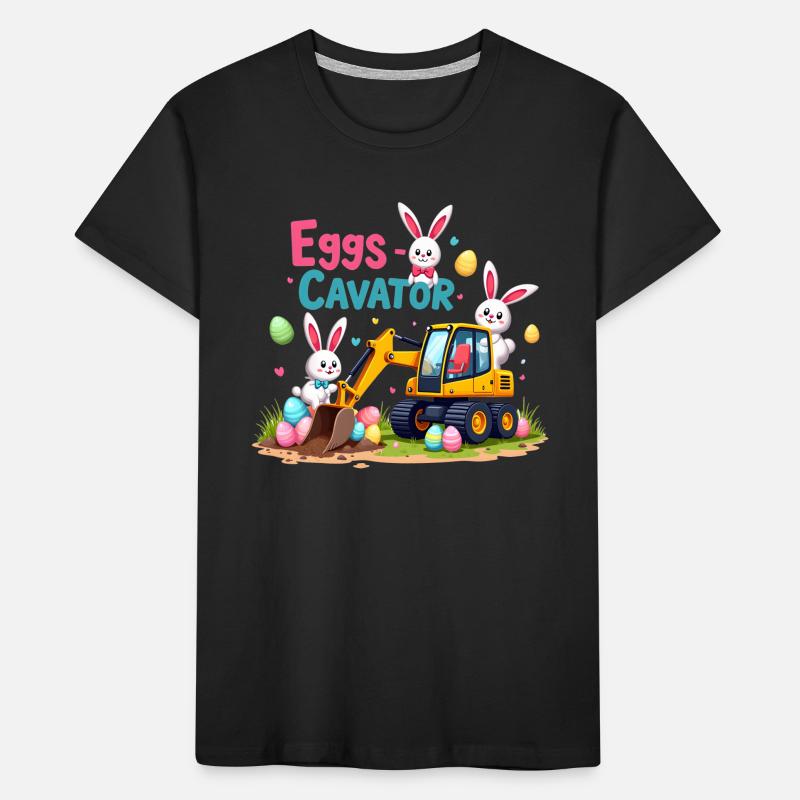 Eggs Cavator Easter Bunny Excavator Egg Circle Kids' Premium Organic T-Shirt