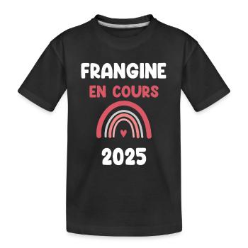 2025 Sister in progress pregnancy announcement - Kids' Premium Organic T-Shirt - black - Front