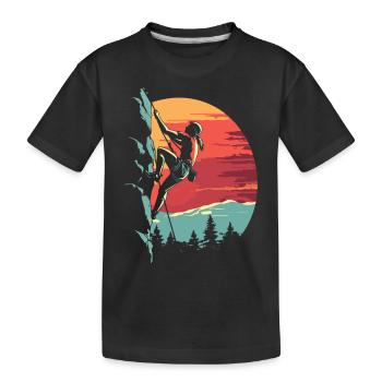 Escalade dans les Alpes : rocher au coucher du soleil - T-shirt bio Premium Enfant - noir - Devant