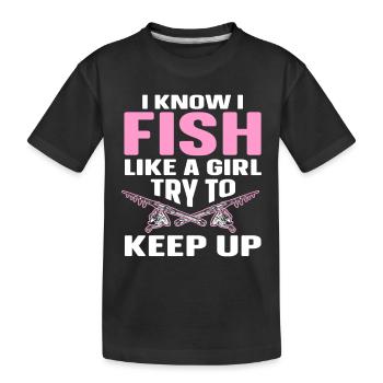 Conception de pêche Fish Lover Fisherman - T-shirt bio Premium Enfant - noir - Devant