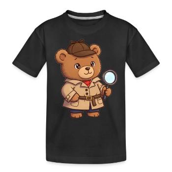 Teddybär Detektiv - Kinder Premium Bio T-Shirt - Schwarz - Vorne