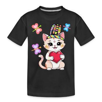 Hippie Katze Katzen Kinder Kind Hippies - Kinder Premium Bio T-Shirt - Schwarz - Vorne
