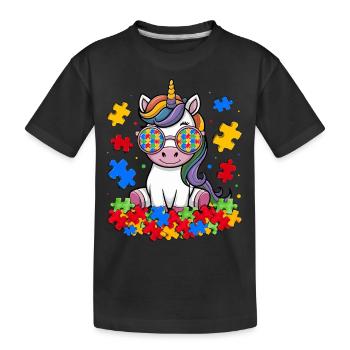 Licorne de sensibilisation à l’autisme - T-shirt bio Premium Enfant - noir - Devant