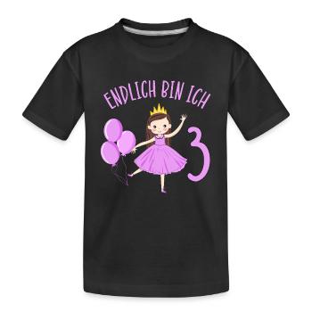 Chemise d’anniversaire princesse enfin 3 ans fille - T-shirt bio Premium Enfant - noir - Devant