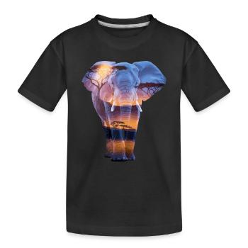 Elefant Afrikanischer Sonnenuntergang Savanne - Kinder Premium Bio T-Shirt - Schwarz - Vorne