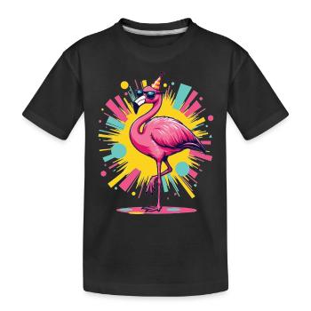 Party Flamingo – Colorful Summer Motif - Kids' Premium Organic T-Shirt - black - Front