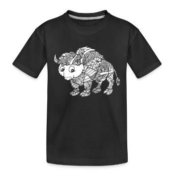 Bison Bison Floral Pattern - Kids' Premium Organic T-Shirt - black - Front