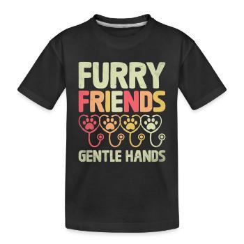 pelzige freunde sanfte hände verterinäres tier - Kinder Premium Bio T-Shirt - Schwarz - Vorne