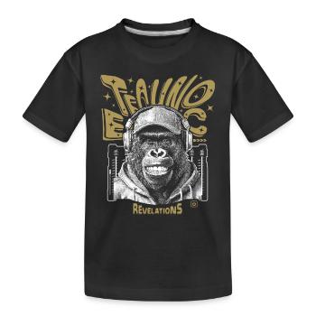 Techno Monkey Shirt – Party Instinct Awakened - Kids' Premium Organic T-Shirt - black - Front