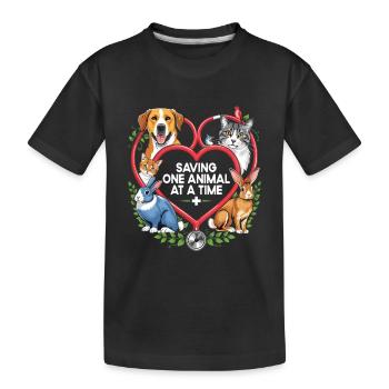 Rettung eines Tieres nach dem anderen Vielseitiges Tier - Kinder Premium Bio T-Shirt - Schwarz - Vorne