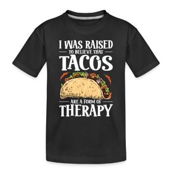 Ich Wurde Gelehrt, Dass Tacos Eine Therapieform - Kinder Premium Bio T-Shirt - Schwarz - Vorne
