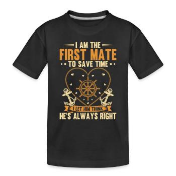 First Mate Captain Boat Cruise Pontoon - Kids' Premium Organic T-Shirt - black - Front