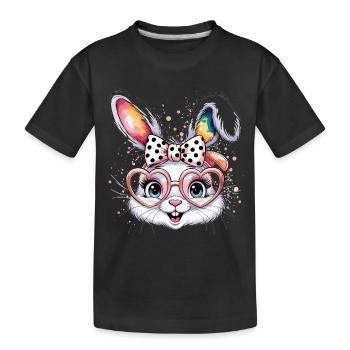 Süßer Hase mit Brille und Schleife - Kinder Premium Bio T-Shirt - Schwarz - Vorne