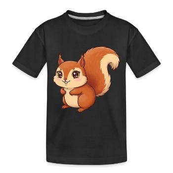 Tier Cartoon Eichhörnchen - Kinder Premium Bio T-Shirt - Schwarz - Vorne