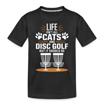 Disc Golf Saying Cats Funny Disc Golf Gift - Kids' Premium Organic T-Shirt - black - Front