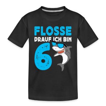 6 Years Shark Birthday Motif Boys Gift - Kids' Premium Organic T-Shirt - black - Front