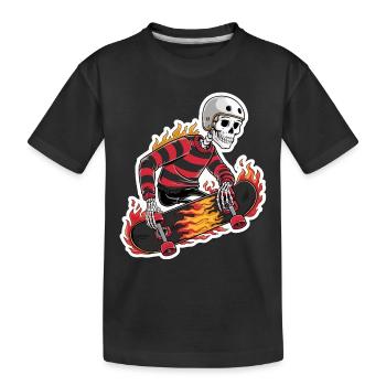 FLAMING SKATEBOARD - Kids' Premium Organic T-Shirt - black - Front