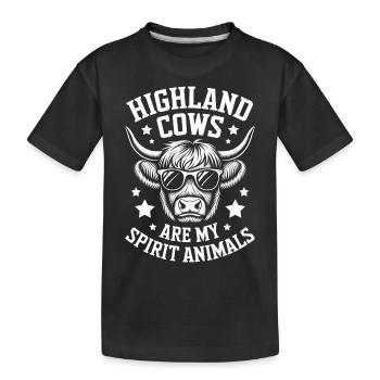 Hochlandkuh Schottisches Hochlandrind Geschenk - Kinder Premium Bio T-Shirt - Schwarz - Vorne