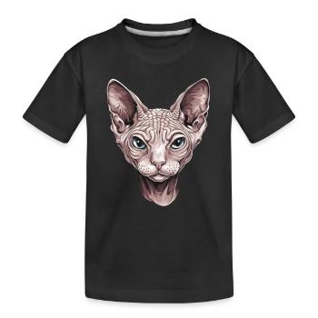 Fascinante œuvre d’art de portrait de chat Sphinx - T-shirt bio Premium Enfant - noir - Devant