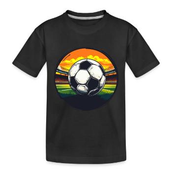 Fußball-Stadion-Design - Sonnenuntergang Sportler - Kinder Premium Bio T-Shirt - Schwarz - Vorne