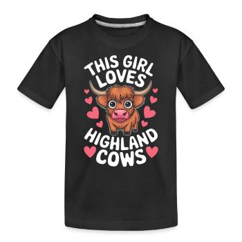 Hochlandkuh Schottisches Hochlandrind Geschenk - Kinder Premium Bio T-Shirt - Schwarz - Vorne