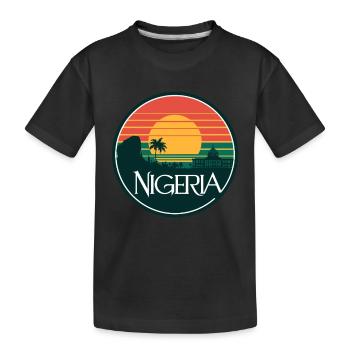 Nigeria Sonnenuntergang Panorama mit Palmen und - Kinder Premium Bio T-Shirt - Schwarz - Vorne