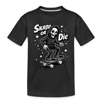 Skateboarding Sensenmann – Skate or Die - Kinder Premium Bio T-Shirt - Schwarz - Vorne