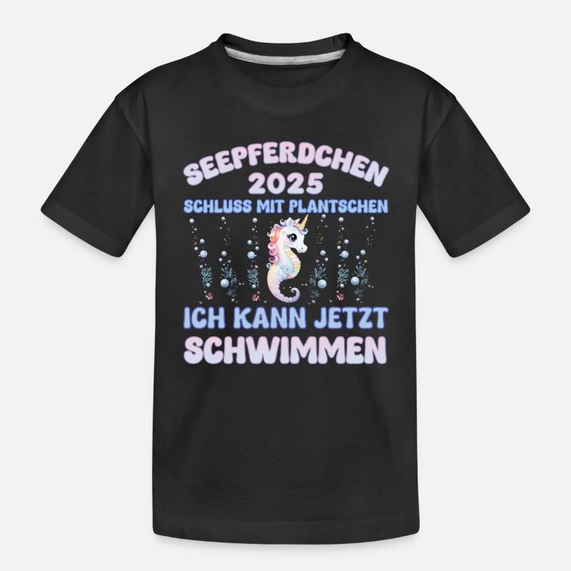 Seepferdchen bestanden 2025 Kinder Geschenkidee - Kinder Premium Bio T-Shirt - Schwarz