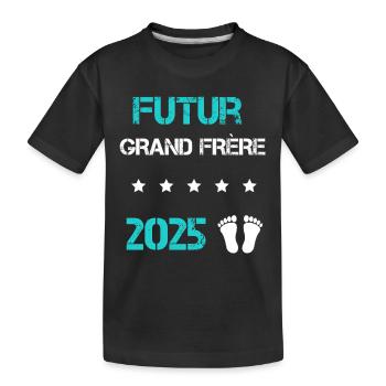 Künftiger Big Brother 2025 Schwangerschaftsankündigung - Kinder Premium Bio T-Shirt - Schwarz - Vorne