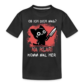 Na klar! – Süße Katze mit leichtem Blutdurst - Kinder Premium Bio T-Shirt - Schwarz - Vorne