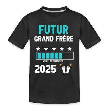 homme Futur grand frère 2025 annonce grossesse - T-shirt bio Premium Enfant - noir - Devant