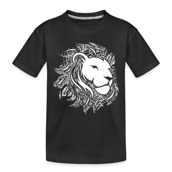Lion Lion Floral Pattern - Kids' Premium Organic T-Shirt - black - Front