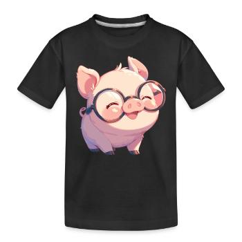 Schweine Schwein - Kinder Premium Bio T-Shirt - Schwarz - Vorne